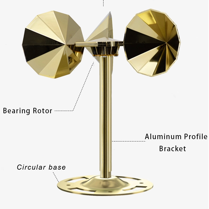 Wind-driven model, golden diamond-shaped impeller, single lever, non-adjustable, round base