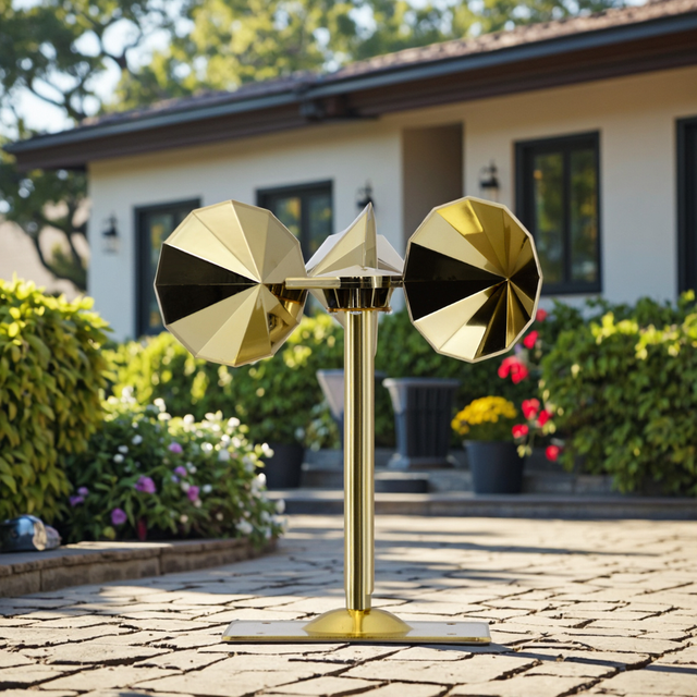 Wind-driven model, golden diamond-shaped impeller, single lever, non-adjustable, square base