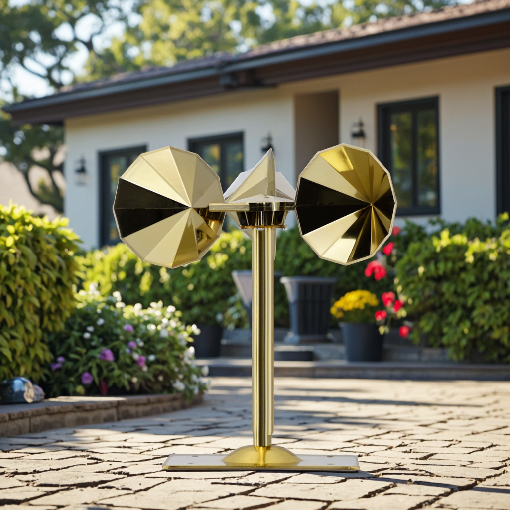 Wind-driven model, golden diamond-shaped impeller, single lever, non-adjustable, square base