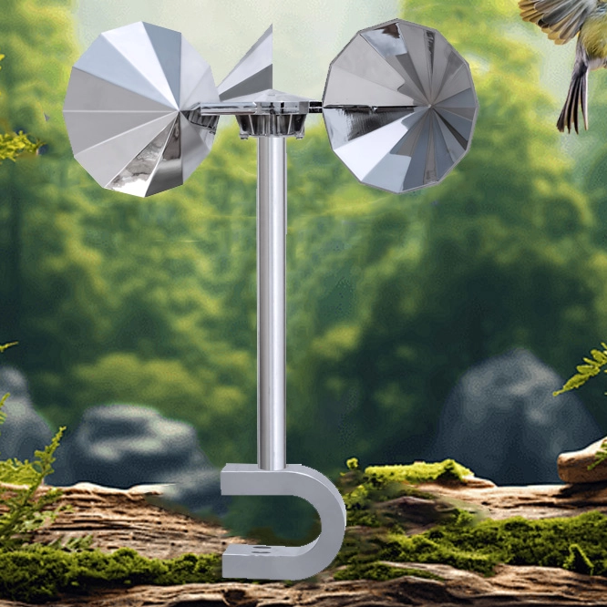 Wind-driven model Silver diamond-shaped impeller Single rod non-adjustable U-shaped bases