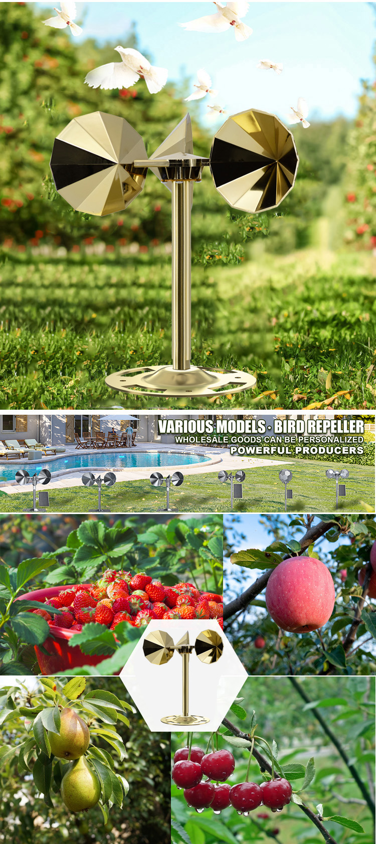 Wind-driven model, golden diamond-shaped impeller, single lever, non-adjustable, round base