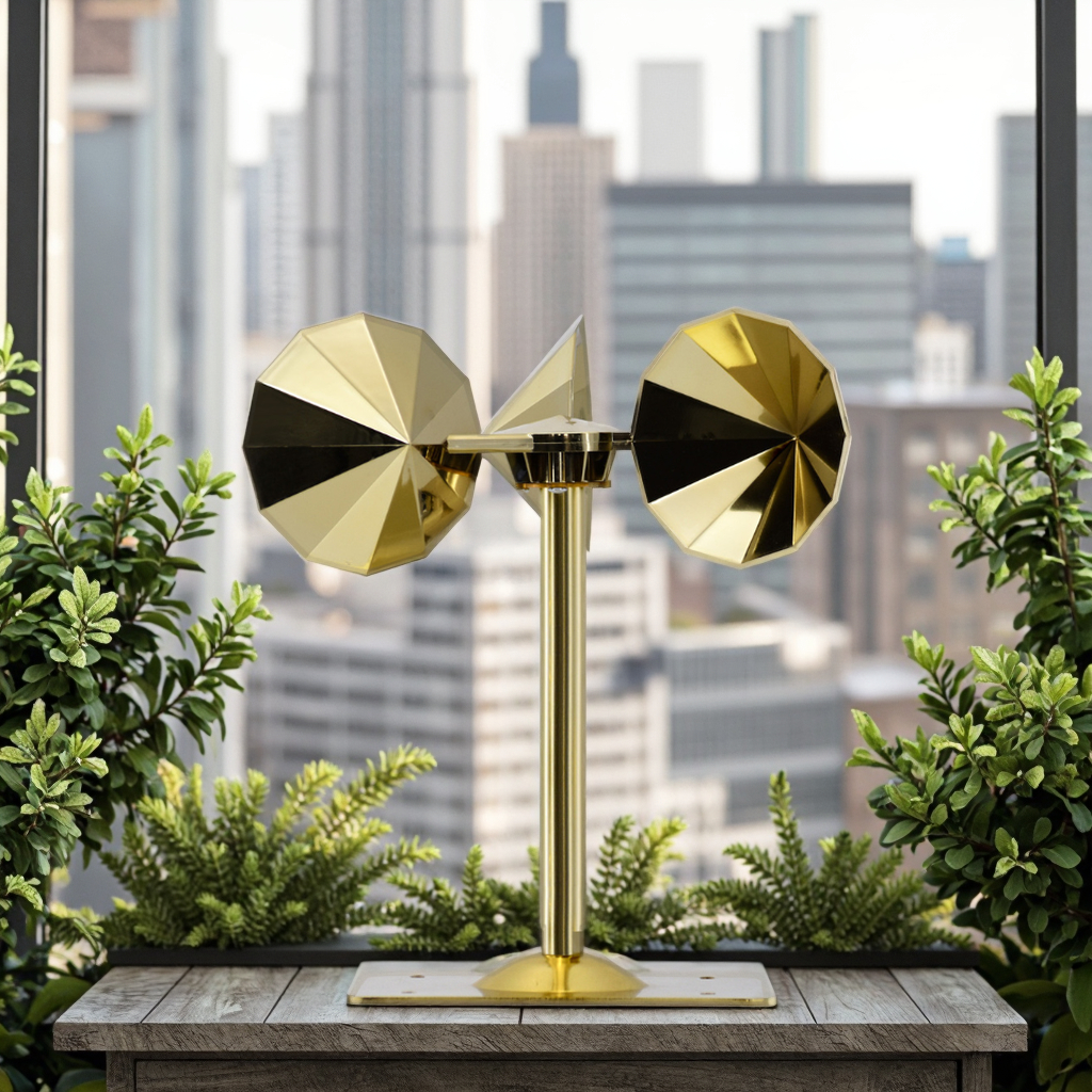 Wind-driven model, golden diamond-shaped impeller, single lever, non-adjustable, square base
