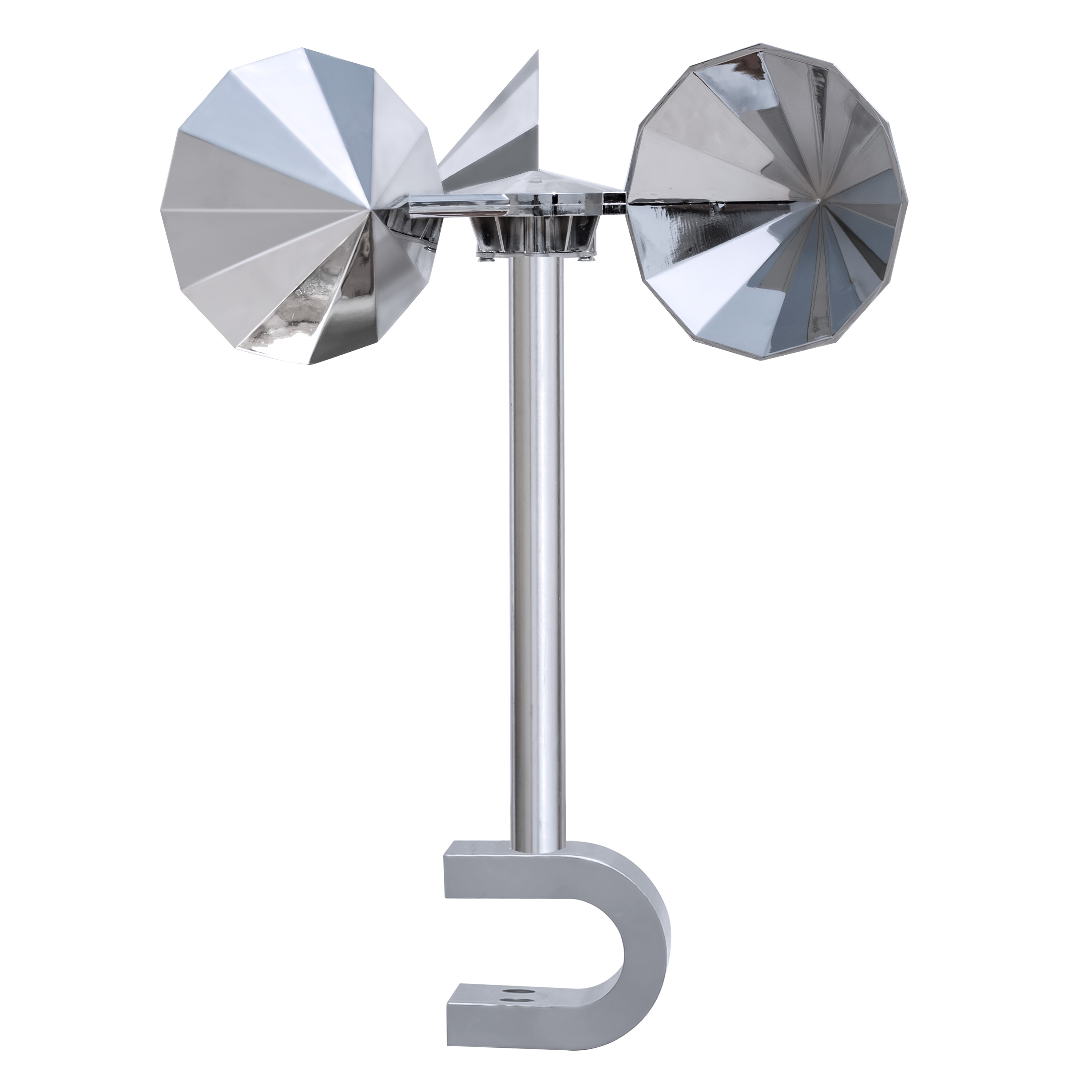 Wind-driven model Silver diamond-shaped impeller Single rod non-adjustable U-shaped base