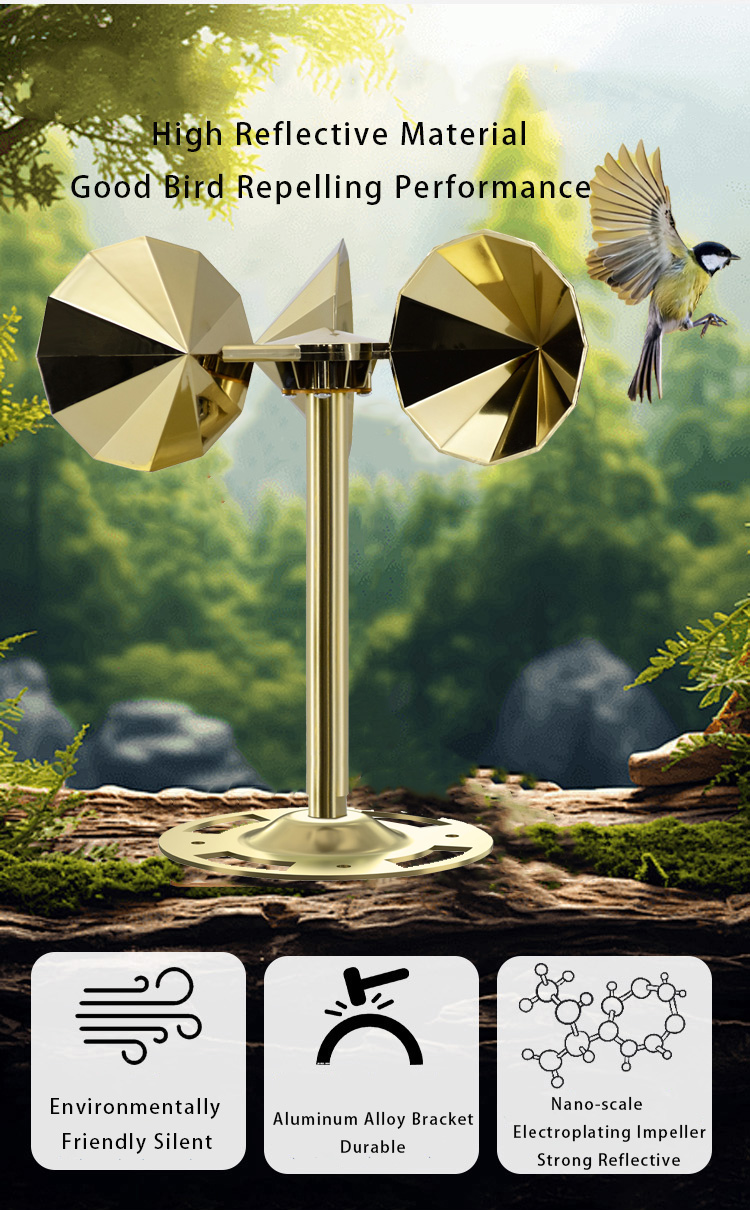 Wind-driven model, golden diamond-shaped impeller, single lever, non-adjustable, round base