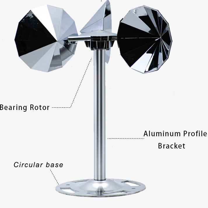 Wind-driven model, silver diamond-shaped impeller, single lever, non-adjustable, round base