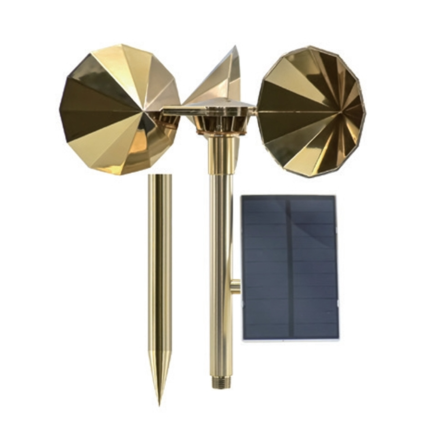 Solar motor driven model, golden diamond-shaped impeller, single rod, non-adjustable, connecting tip tube